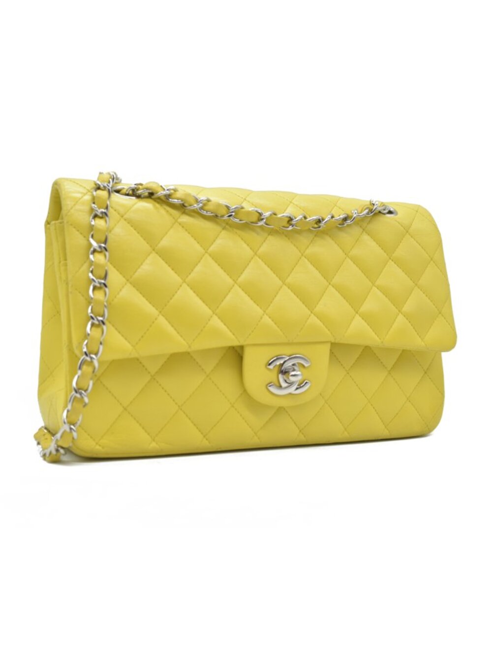 $11300 2010 Chanel Lambskin Quilted Medium Double Flap Yellow - Picture 2 of 10